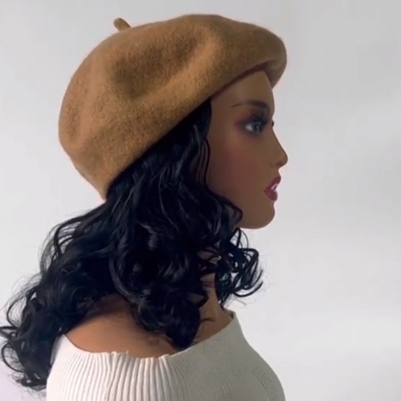 Women's Short Curly Beret Wig Synthetic Dark Brown - Picture 2 of 6